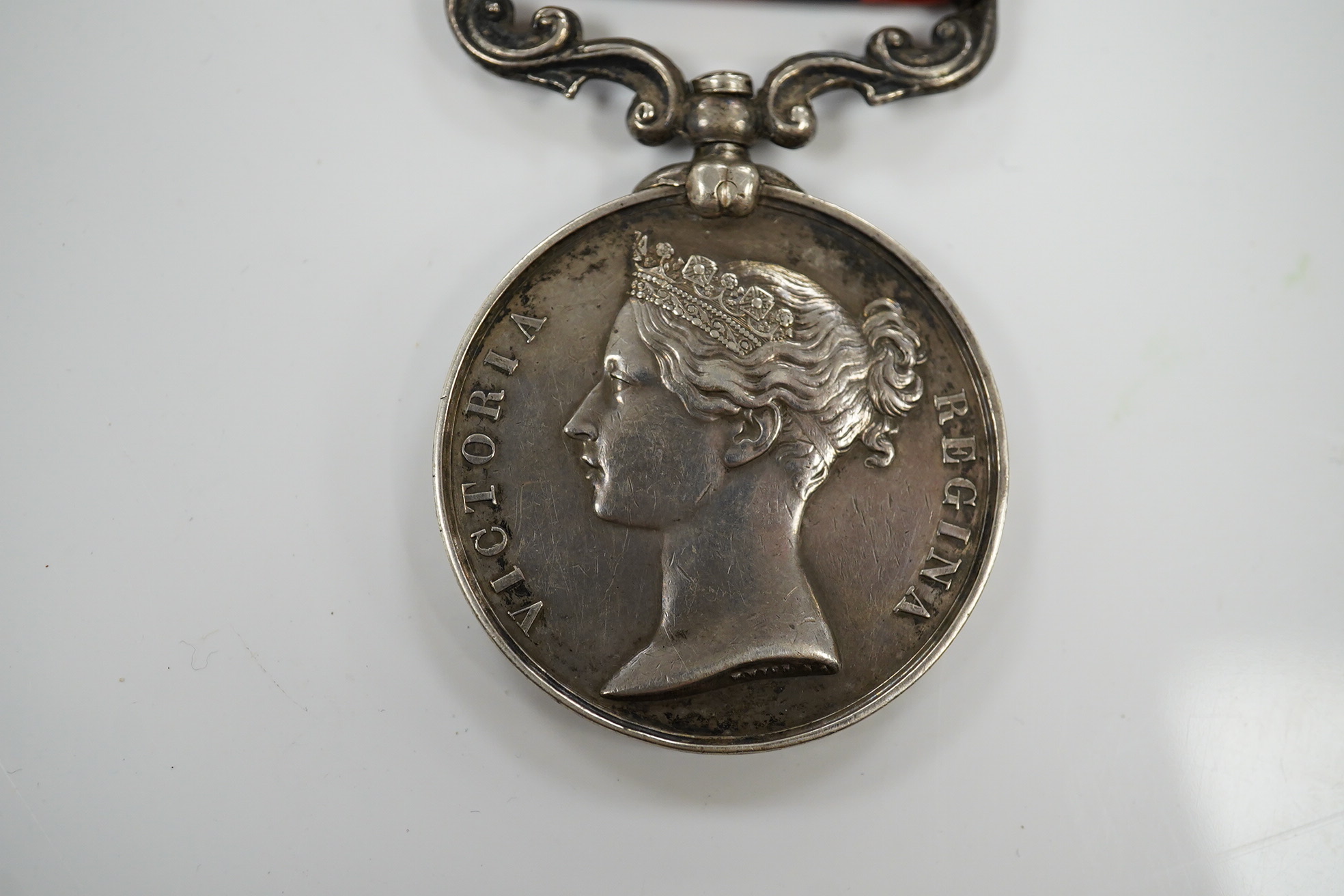 An India General Service Medal with Umbeyla and Jowaki 1877-8 clasps to 268 Pte Edwin Marley 2/9th Foot